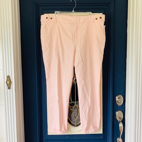 Plus size Pale blush high rise ankle chino pant - Picture 3 of 8